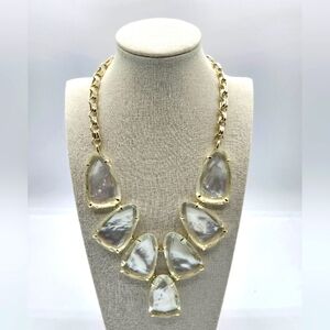 KENDRA SCOTT Harlow Statement Necklace Gold Plated Whte Mother of Pearl